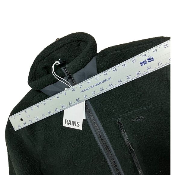 RAINS Heavy Fleece Jacket Adult S Long Black Zip Up Full Boxy Fit Layer Unisex - Picture 7 of 13